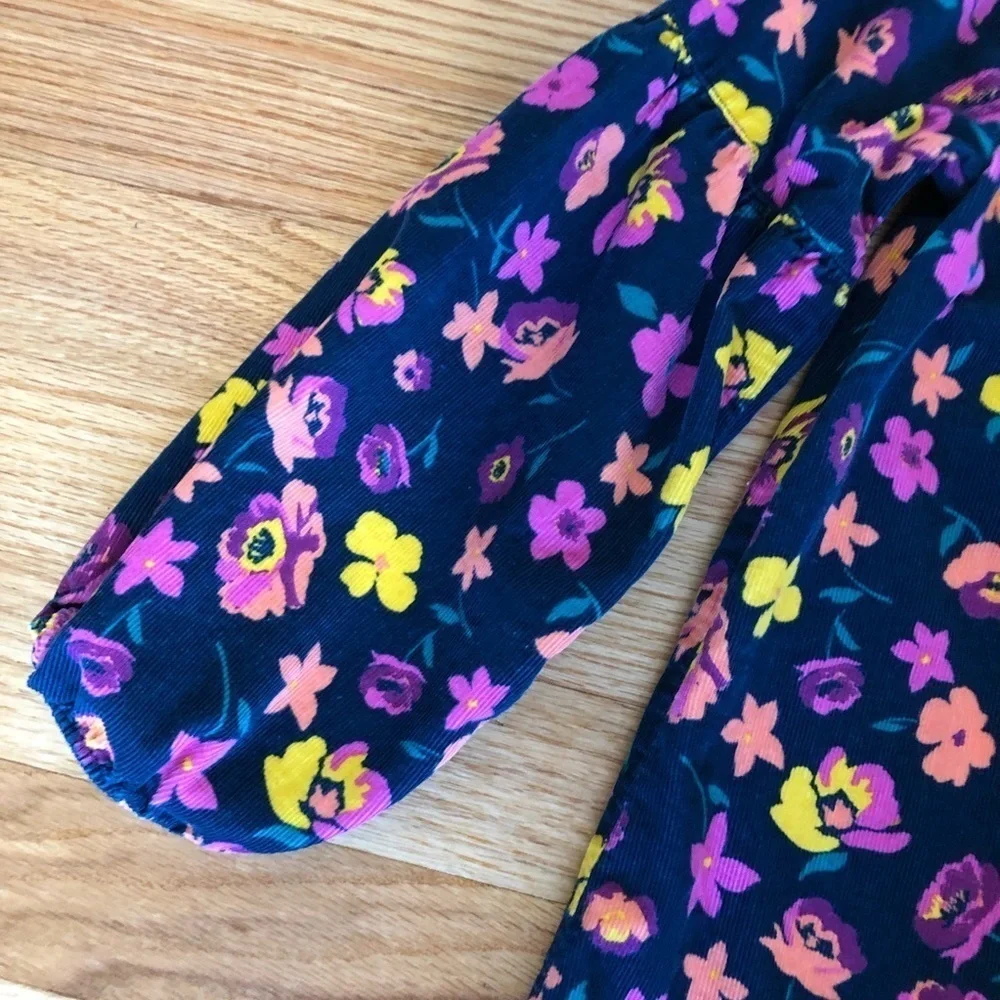 Gap Floral Corduroy Dress Balloon Sleeves 5 Years